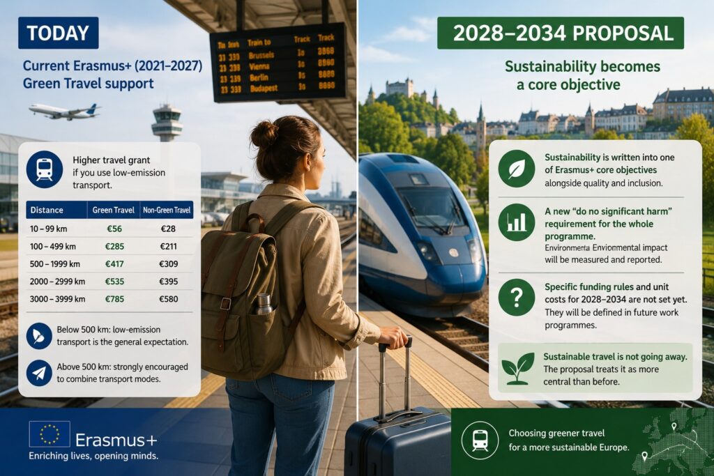 Green Travel in Erasmus+ 2028–2034: What the Proposal Says (and What It Doesn’t Yet)