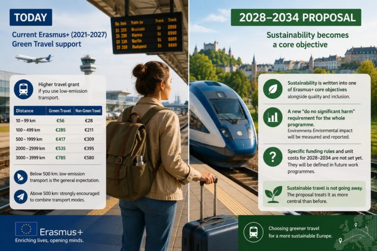 Green Travel in Erasmus+ 2028–2034: What the Proposal Says (and What It Doesn’t Yet)