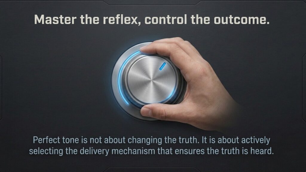 A hand turning a dial: master the reflex, control the outcome