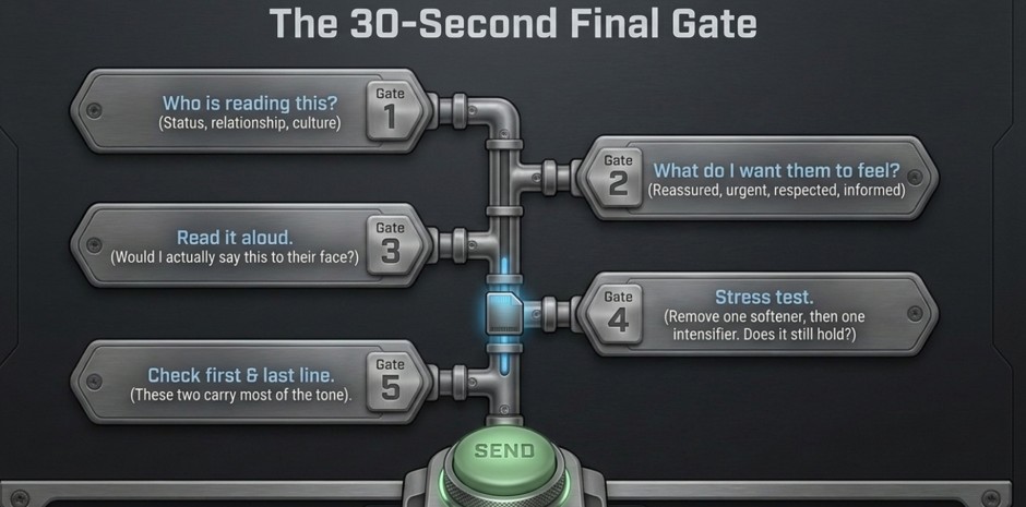 The 30-second final gate: five checks to run before you press send